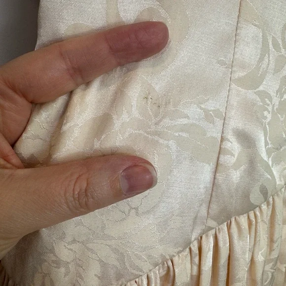 Romantic champagne vintage dress puffy sleeves lace cottagecore tulle - Picture 9 of 16